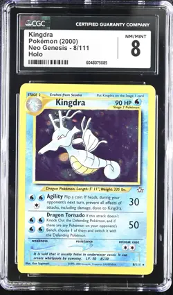 CGC 8 Kingdra 2000 Neo Genesis 8/111 Holo Pokemon Card - Image 1