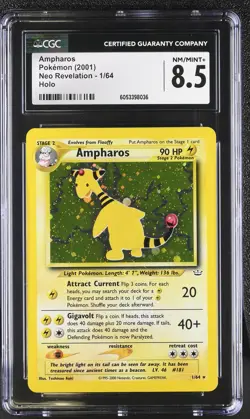 CGC 8.5 Ampharos 2001 Neo Revelation 1/64 Holo Pokemon Card - Image 1