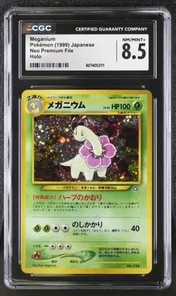 CGC 8.5 Meganium 1999 Neo Premium File Japanese 154 Holo Pokemon Card - Image 1