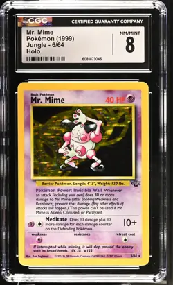 CGC 8 Mr. Mime 1999 Jungle 6/64 Holo Pokemon Card - Image 1