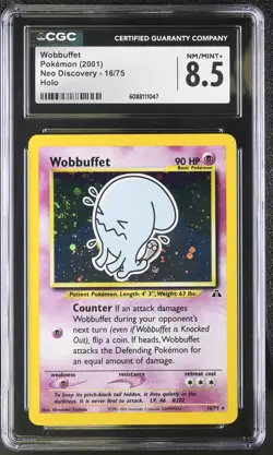 CGC 8.5 Wobbuffet 2001 Neo Discovery 16/75 Holo SWIRL Pokemon Card - Image 1