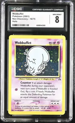 CGC 8 Wobbuffet 2001 Neo Discovery 16/75 Holo SWIRL Pokemon Card - Image 1