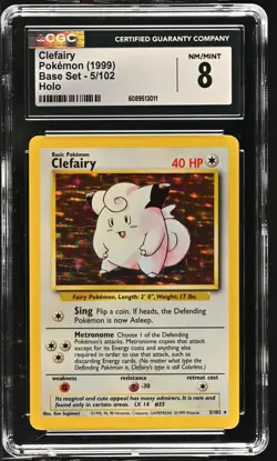 CGC 8 Clefairy 1999 Base Set 5/102 Holo Pokemon Card - Image 1