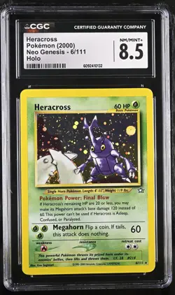 CGC 8.5 Heracross 2000 Neo Genesis 6/111 Holo Pokemon Card - Image 1