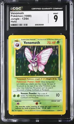CGC 9 MINT Venomoth 1999 Jungle 13/64 Holo Pokemon Card - Image 1