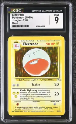CGC 9 MINT Electrode 1999 Jungle 2/64 Holo Pokemon Card - Image 1
