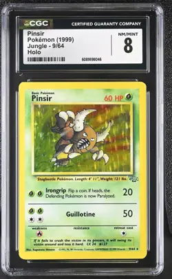 CGC 8 Pinsir 1999 Jungle 9/64 Holo Pokemon Card - Image 1