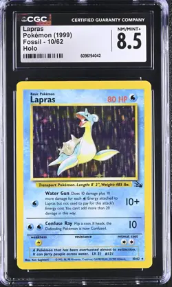 CGC 8.5 Lapras 1999 Fossil 10/62 Holo Pokemon Card - Image 1