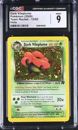 CGC 9 MINT Dark Vileplume 2000 Team Rocket 13/82 Holo SWIRL Pokemon Card - Image 1