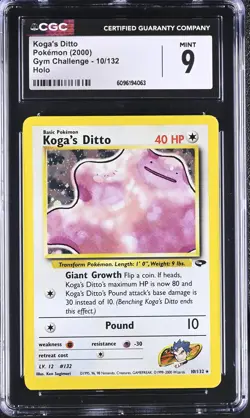 CGC 9 MINT Koga's Ditto 2000 Gym Challenge 10/132 Holo Pokemon Card - Image 1
