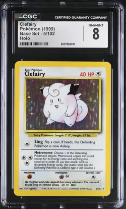 CGC 8 Clefairy 1999 Base Set 5/102 Holo Pokemon Card - Image 1