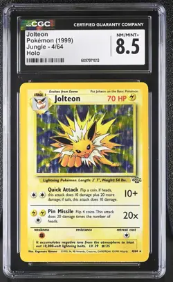 CGC 8.5 Jolteon 1999 Jungle 4/64 Holo Pokemon Card - Image 1