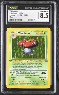CGC 8.5 Vileplume 1999 Jungle 1st Edition 15/64 Holo Pokemon Card - Image 1
