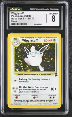 CGC 8 Wigglytuff 2000 Base Set 2 19/130 Holo Pokemon Card - Image 1