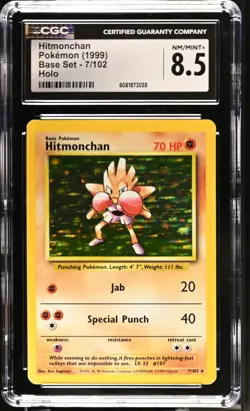 CGC 8.5 Hitmonchan 1999 Base Set 7/102 Holo Pokemon Card - Image 1
