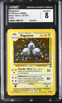 CGC 8 Magneton 2000 Base Set 2 9/130 Holo Pokemon Card - Image 1
