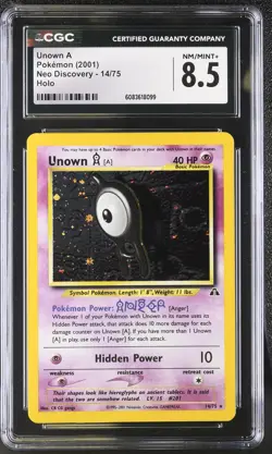 CGC 8.5 Unown A 2001 Neo Discovery 14/75 Holo Pokemon Card - Image 1