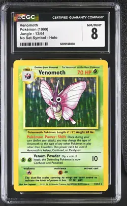 CGC 8 Venomoth 1999 Jungle 13/64 No Set Symbol Holo Pokemon Card - Image 1