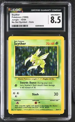 CGC 8.5 Scyther 1999 Jungle 10/64 No Set Symbol Holo Pokemon Card - Image 1