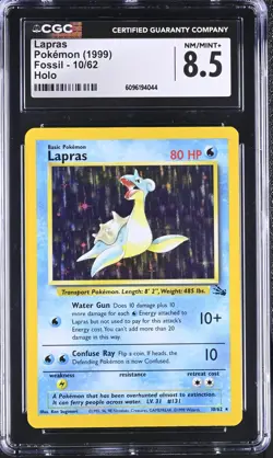 CGC 8.5 Lapras 1999 Fossil 10/62 Holo Pokemon Card - Image 1