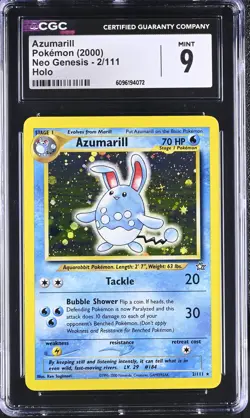 CGC 9 MINT Azumarill 2000 Neo Genesis 2/111 Holo Pokemon Card - Image 1