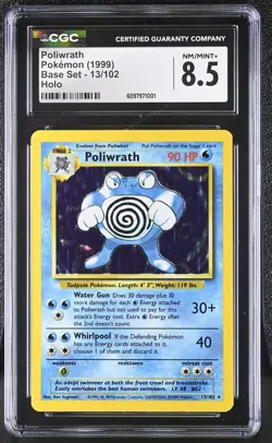 CGC 8.5 Poliwrath 1999 Base Set 13/102 Holo Pokemon Card - Image 1
