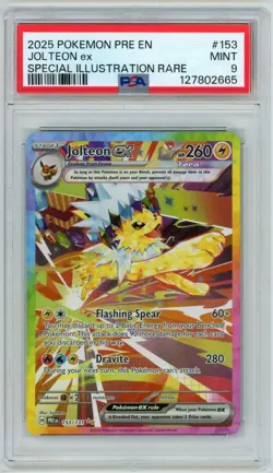 2025 Pokemon Pre EN- Jolteon EX #153 Special Illustration Rare PSA 9 - Image 1