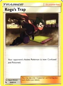 2019 POKEMON TCG COMMON BASE CARD HIDDEN FATES KOGA'S TRAP 59/68 - Image 1