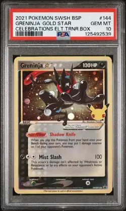 2021 POKEMON TCG CELEBRATIONS ETB HOLO PROMO CARD #144 GRENINJA GOLD STAR PSA 10 - Image 1