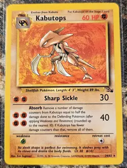 1999 Pokemon Fossil Rare Kabutops 24 NM or Better - Image 1