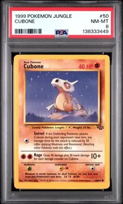 1999 Pokemon Jungle Cubone 50 PSA 8 NEAR MINT-MINT - Image 1