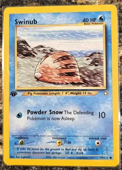 Pokemon 2000 Neo Genesis 1st Edition Swinub 79 NM or Better - Image 1
