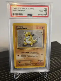 1999 Pokemon Sandshrew Base Set Unlimited #62 PSA 10 Gem Mint - Image 1