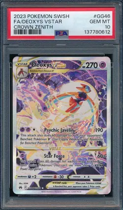2023 Pokemon SWSH Crown Zenith Deoxys VSTAR Galarian Gallery #GG46/GG70 PSA 10 - Image 1