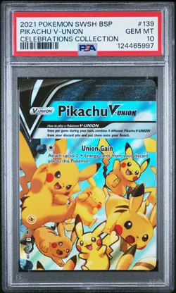 2021 POKEMON SWSH BLACK STAR PROMO CELEBRATIONS COLL #139 PIKACHU V-UNION PSA 10 - Image 1