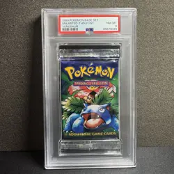 1999 Pokemon Base Set Booster Pack PSA 8 Thin Font Unlimited Venusaur Art - Image 1