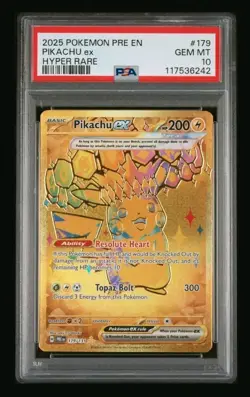 Pikachu ex 179/131 PSA 10 2025 Pokemon Prismatic Evolutions - Image 1