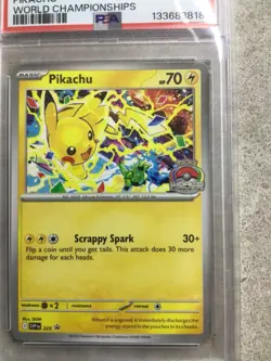 2025 POKEMON SVP EN-SV BLACK STAR PROMO WORLD CHAMPIONSHIPS #225 PIKACHU PSA 9 - Image 3