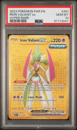Iron Valiant Ex Pokemon Par En-Paradox Rift 261 NM PSA 10 - Image 1