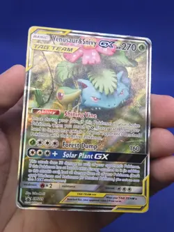 Pokemon Sun & Moon SM Venusaur & Snivy GX Tag Team SM229 Black Star Promo DMG - Image 2