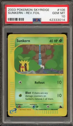 Pokemon Sunkern Skyridge Reverse Holo #106 PSA 10 Gem Mint - Image 1