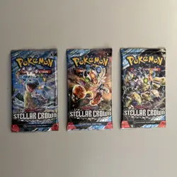 Pokemon TCG Stellar Crown Booster Bundle: 3 Factory Sealed Packs - Image 1