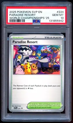 Pokemon 2025 English PSA 10 Paradise Resort World Championship 224 SVP Promo - Image 1