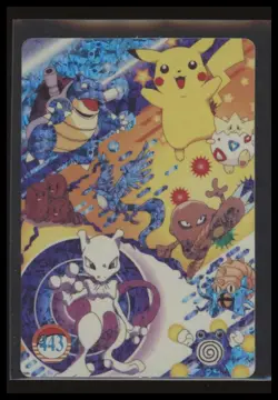 POKEMON POCKET MONSTERS VENDING PRISM STICKER 443 PIKACHU MEWTWO BLASTOISE - Image 1