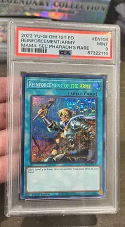 Yugioh MAMA-EN108 Reinforcement of the Army Secret Pharaoh's Rare PSA 9 NM - Image 1
