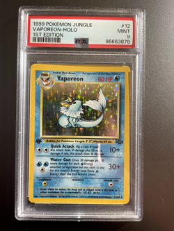 1999 POKEMON JUNGLE 1ST EDITION HOLO #12 VAPOREON PSA MINT 9 - Image 1