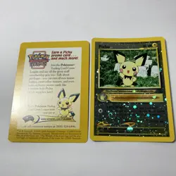 2001 Pokemon Black Star Promo 35 Pichu reverse foil holo Pokemon league NM SWIRL - Image 1
