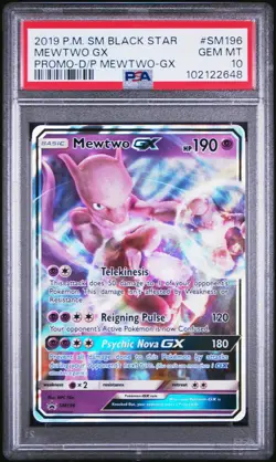 2019 POKEMON SM BLACK STAR PROMO DETECTIVE PIKACHU MEWTWO-GX MEWTWO GX PSA 10 - Image 1