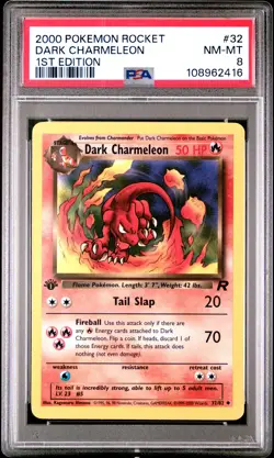 2000 POKEMON ROCKET 1ST ED #32 DARK CHARMELEON PSA 8 - Image 1