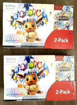 Lot 2 Pokemon Prismatic Evolutions ETB Booster Bundle Costco 2-Pack Sealed - Image 1
